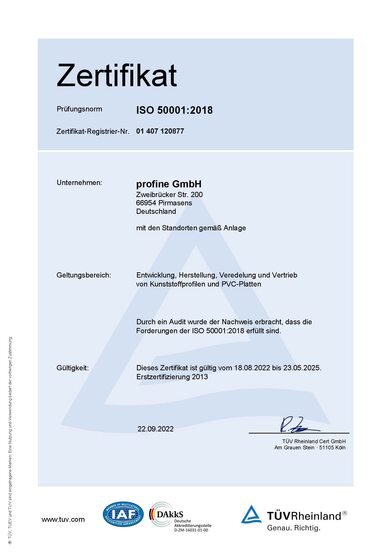 Zertifikat ISO 50001:2018