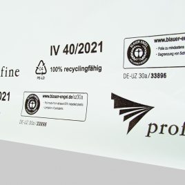 profine rend les chaînes d'approvisionnement plus soucieuses de l'environnement: Des films d'emballage recyclés avec le label "Ange bleu". 