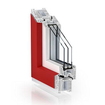 Kömmerling 88 centre seal, offset sealing level of the frame, AluClip red-white